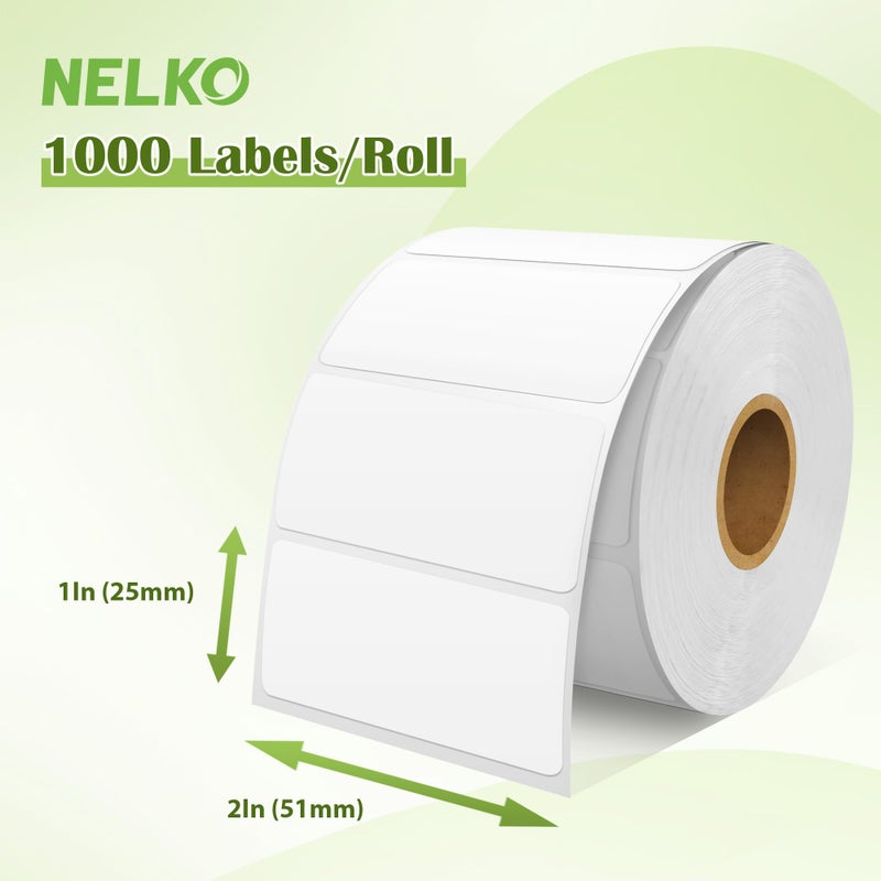 Nelko Genuine 2"" x 1"" Direct Thermal Label, Self-Adhesive Barcode Labels Compatible with Nelko PL70E Label Printers, No BPA & BPS, 1000 Labels (Commercial Grade) - Image 2